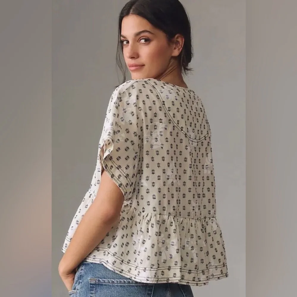 Pilcro Clip Dot Pullover Babydoll Blouse size small - Picture 4 of 6